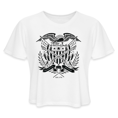 Cropped Muskets, Eagle, Flag & Freedom - white